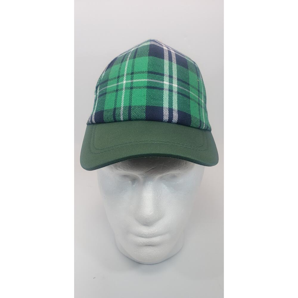 Dark Green/Charcoal/Green Mesh Back Plaid Printed Trucker Hat enhanced with eye-